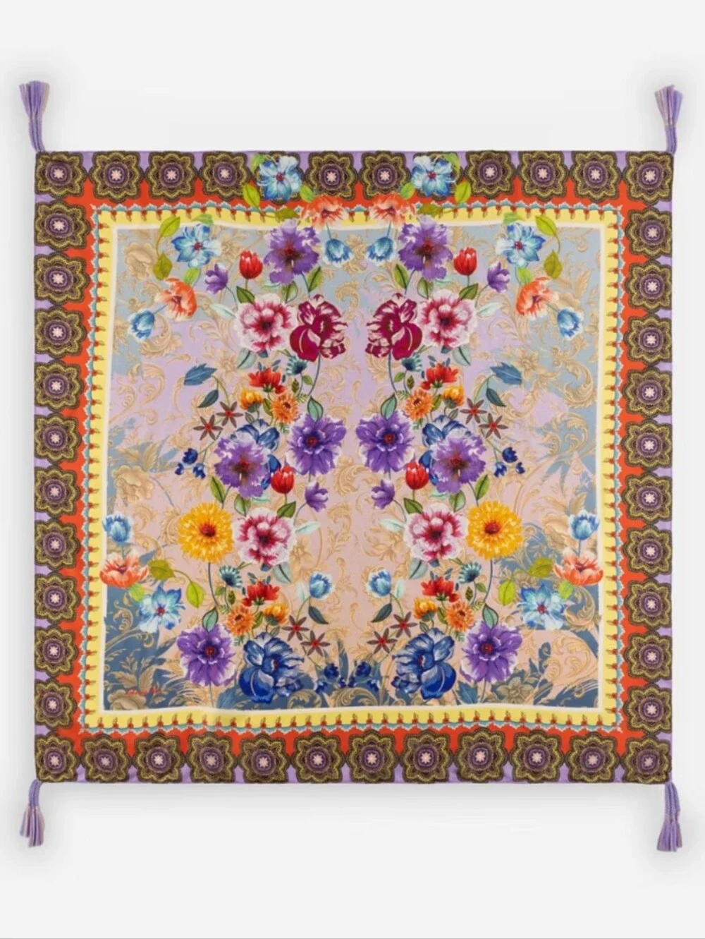 Johnny Was Floral Silk Satin Scarf Wrap - Deco Multicolor NWT
